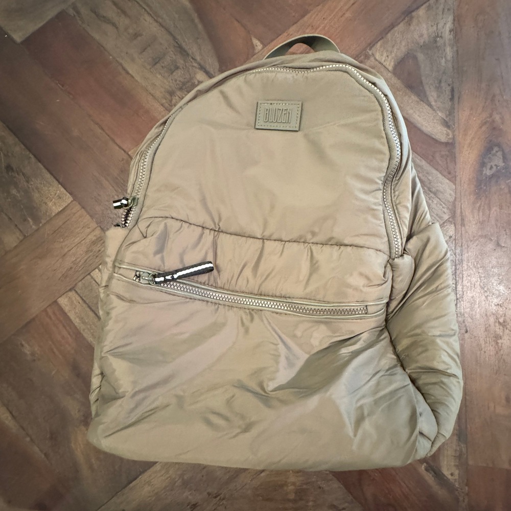 BLUZEN Puffer Backpack Quilted Nylon Olive‎ Green Lightweight Carry All Bag